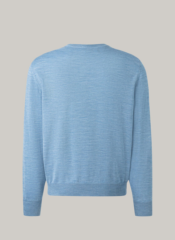 Pullover, O-Neck Memory Blue Frontansicht