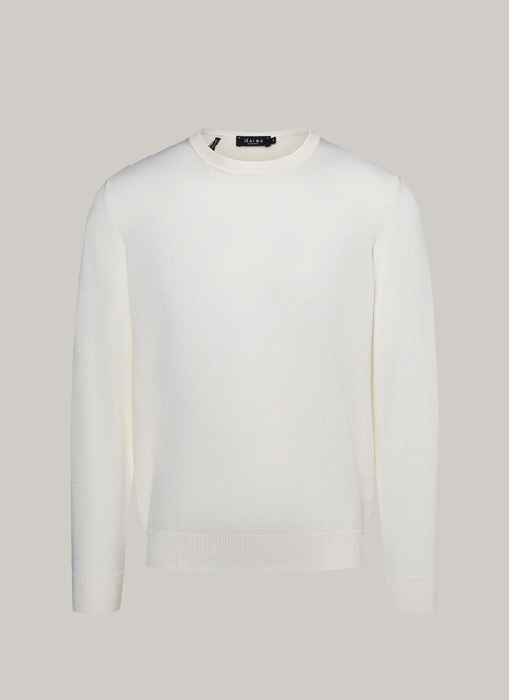 Pullover, O-Neck White Frontansicht