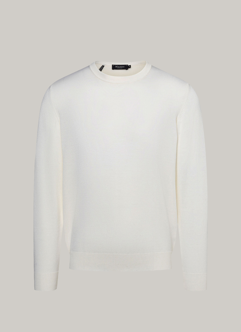 Pullover, O-Neck, White Frontansicht