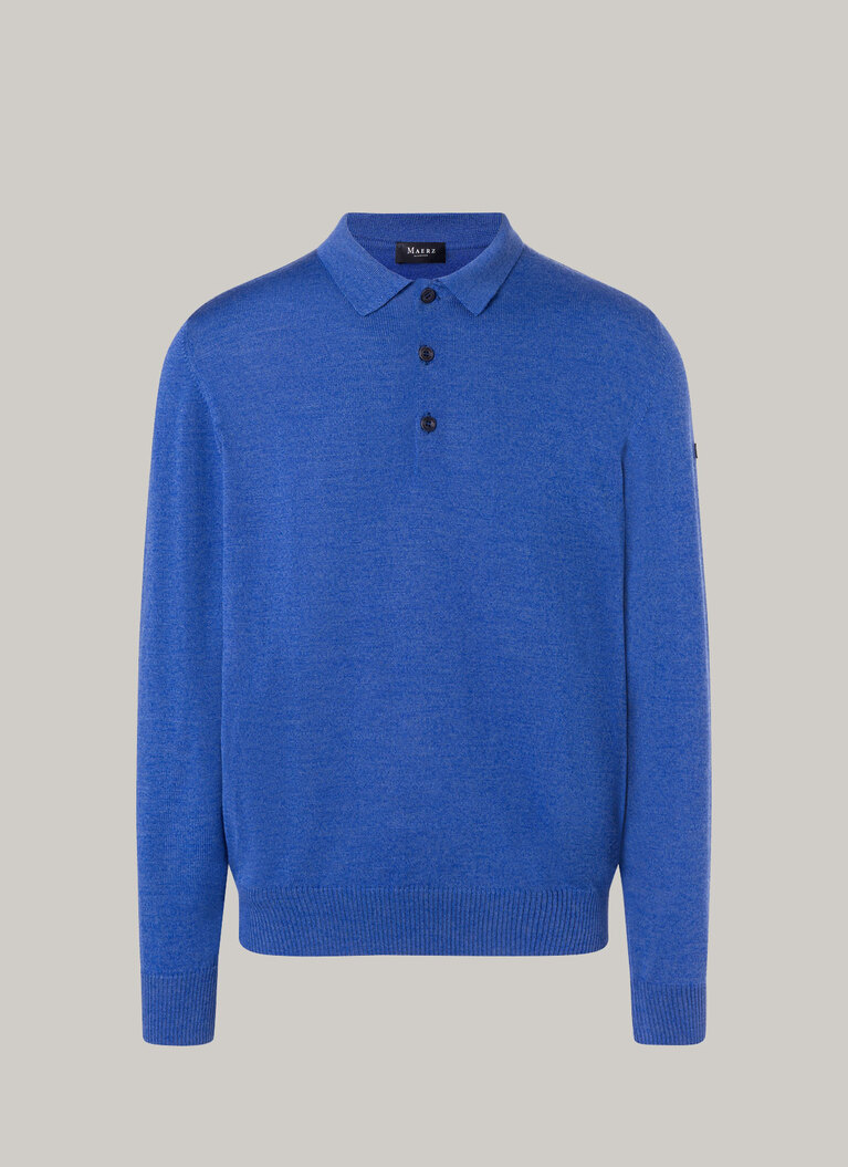 Pullover, Polo-Neck, Saphir Frontansicht