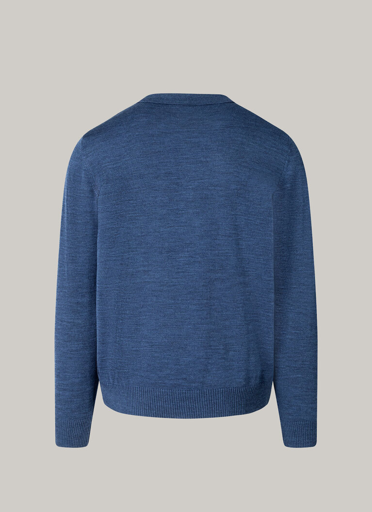 Pullover, Polo-Neck, Steel Blue Rückansicht
