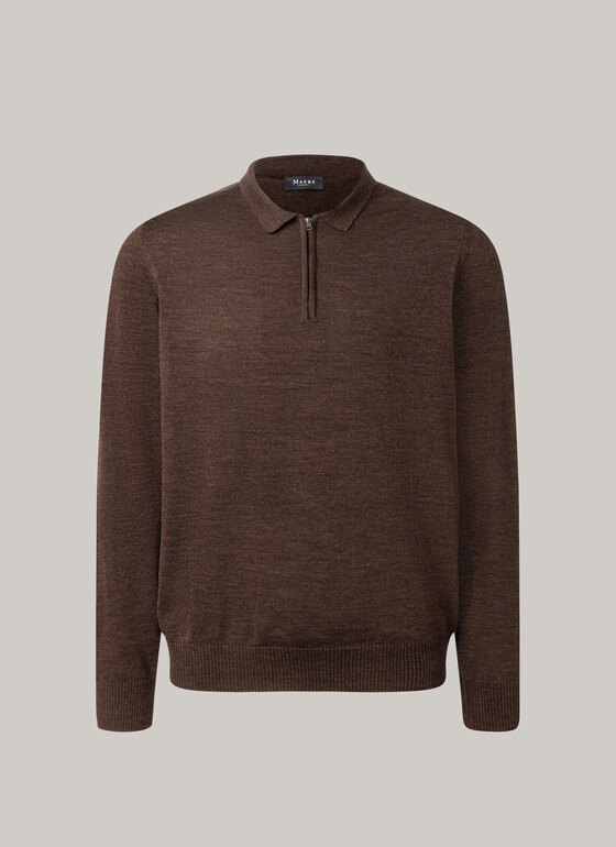 Pullover, Polo-Neck Raw Umbra Frontansicht