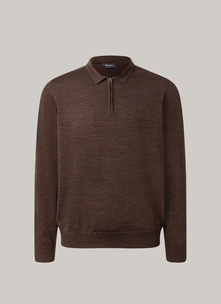 Pullover, Polo-Neck, Raw Umbra Frontansicht