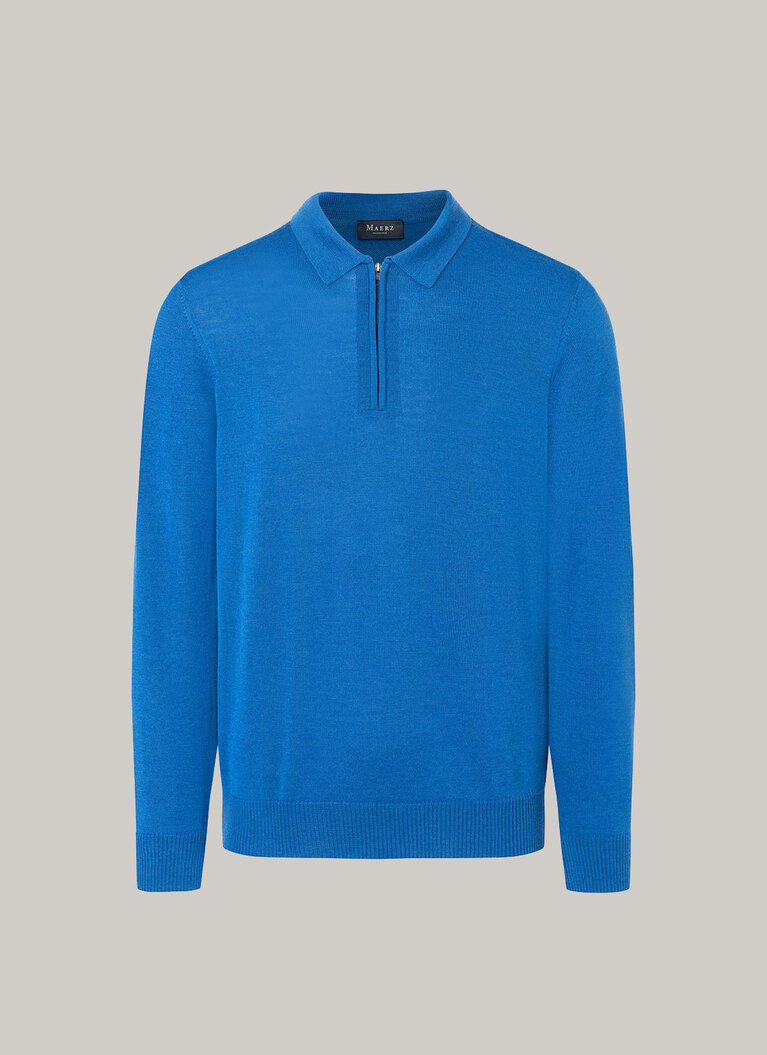 Pullover, Polo-Neck, Intensive Blue Frontansicht