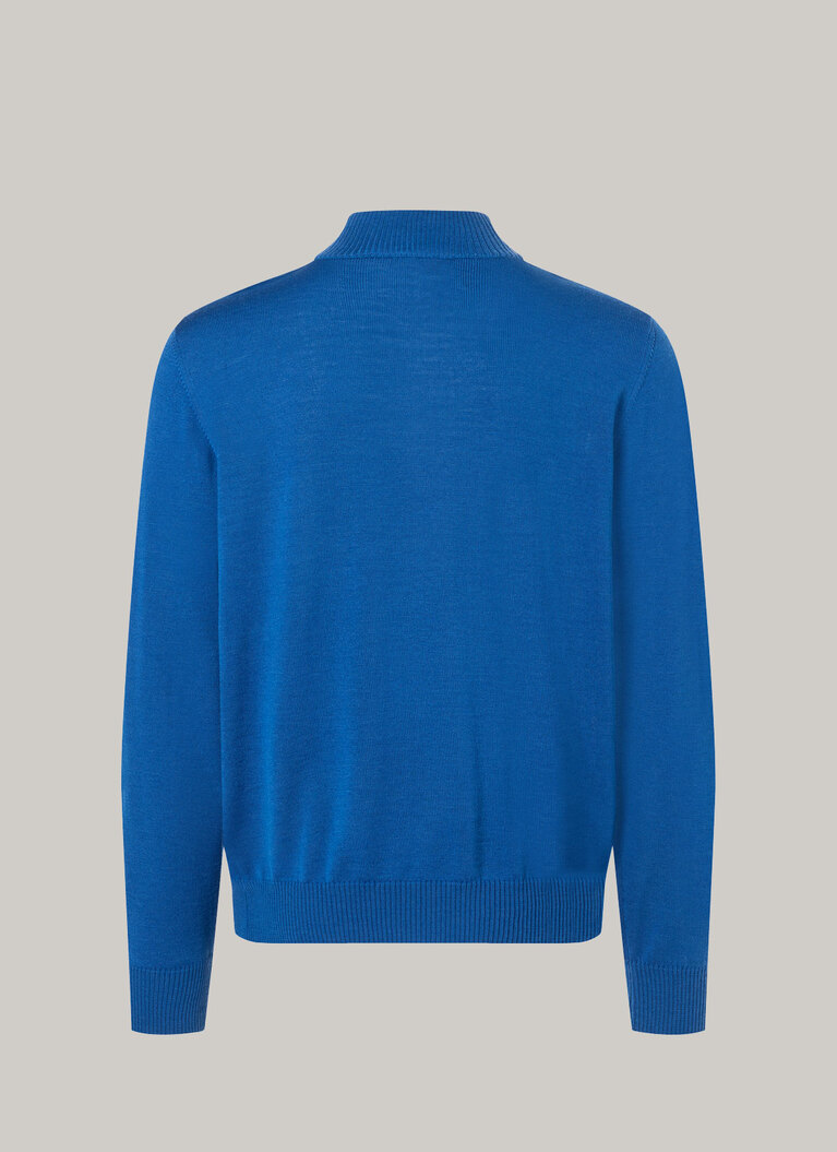 Pullover Stehkragen 1/1 Arm, Intensive Blue Rückansicht