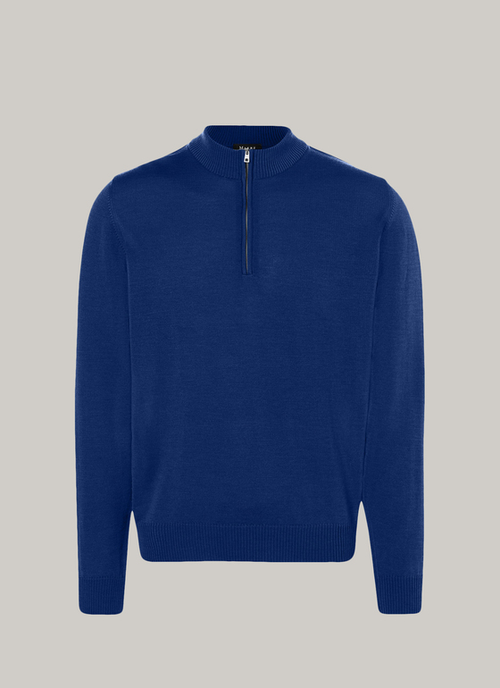 Pullover Stehkragen 1/1 Arm Cobalt Blue Frontansicht