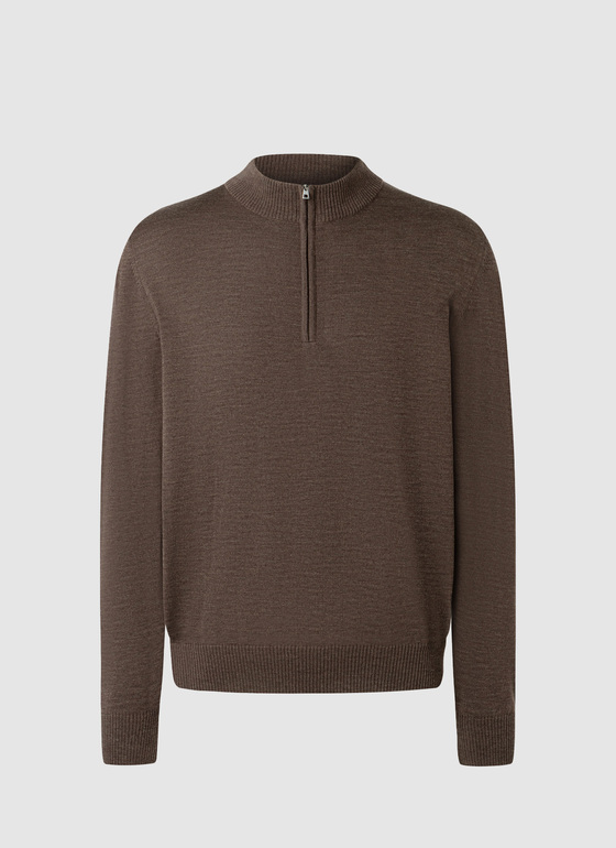 Pullover Stehkragen 1/1 Arm Field Brown Frontansicht