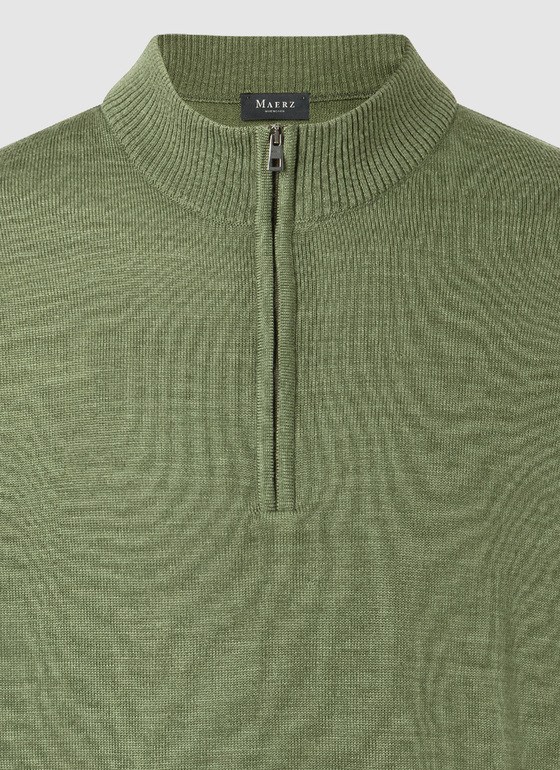 Pullover Stehkragen 1/1 Arm Green Hummus Frontansicht