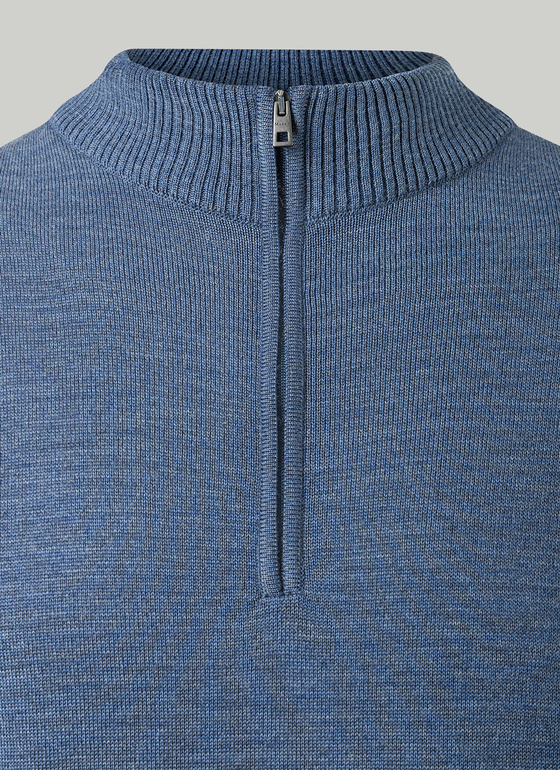 Pullover Stehkragen 1/1 Arm Nimes Blue Frontansicht