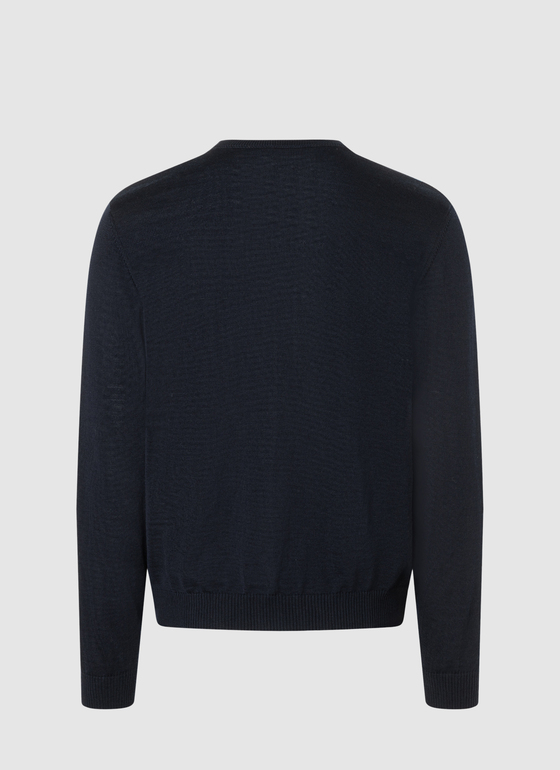 Pullover Rundhals 1/1 Arm Navy Frontansicht