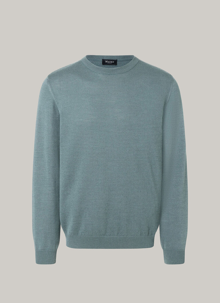 Pullover Rundhals 1/1 Arm, Mud Green Frontansicht
