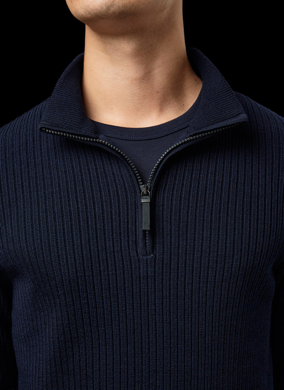 Pullover Stehkragen 1/1 Arm Navy Frontansicht