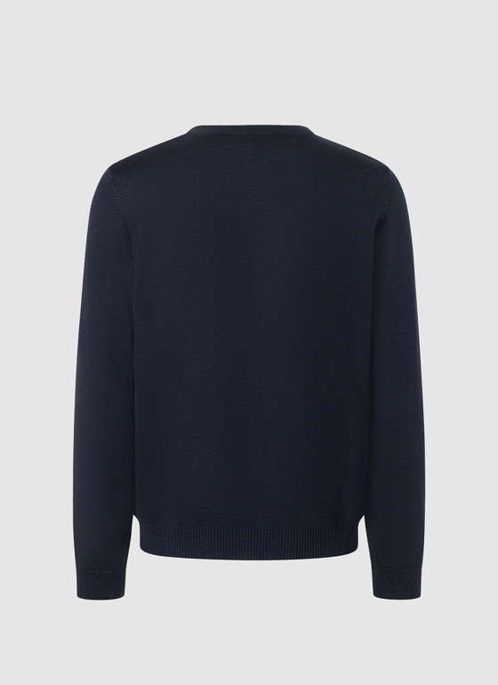 Pullover Rundhals 1/1 Arm Navy Frontansicht