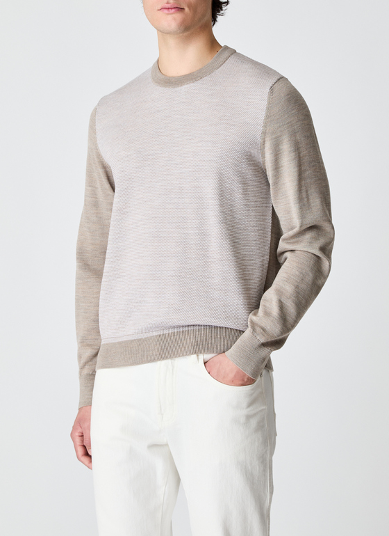 Pullover Rundhals 1/1 Arm Iced Latte Frontansicht