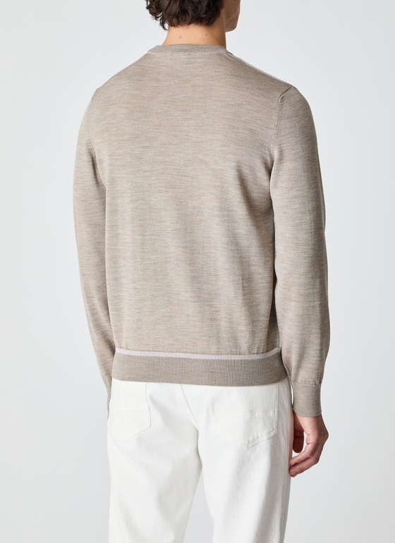 Pullover Rundhals 1/1 Arm Iced Latte Frontansicht