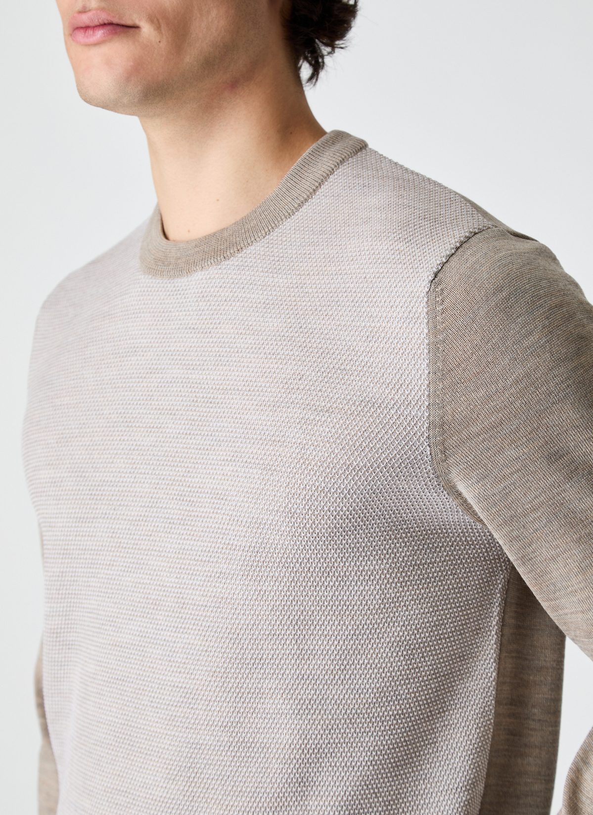 Pullover Rundhals 1/1 Arm, Iced Latte Detailansicht 2