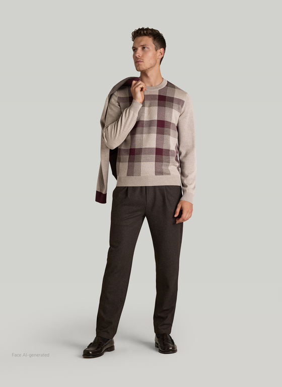 Pullover Rundhals 1/1 Arm Cedar Wood Frontansicht