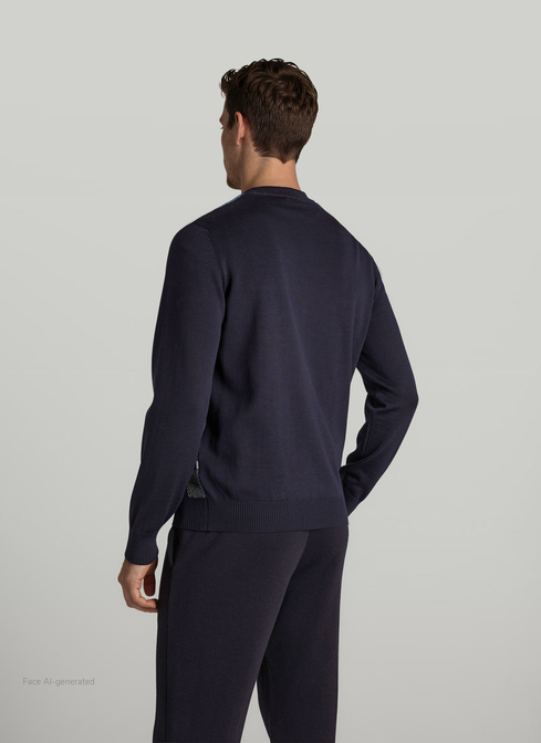 Pullover Rundhals 1/1 Arm, Navy Rückansicht