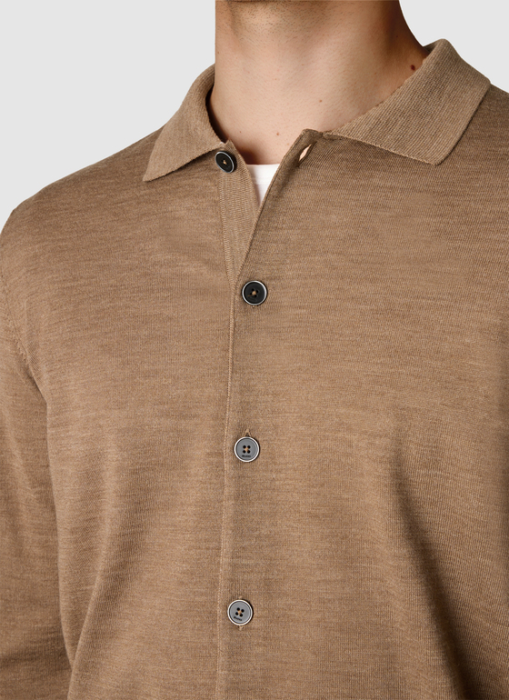 Strick Overshirt Nougat Frontansicht