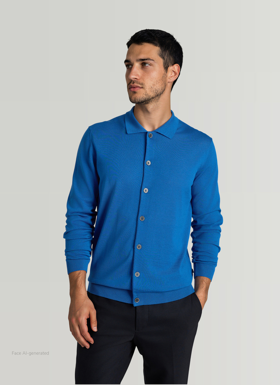 Strick Overshirt Medium Blue Frontansicht