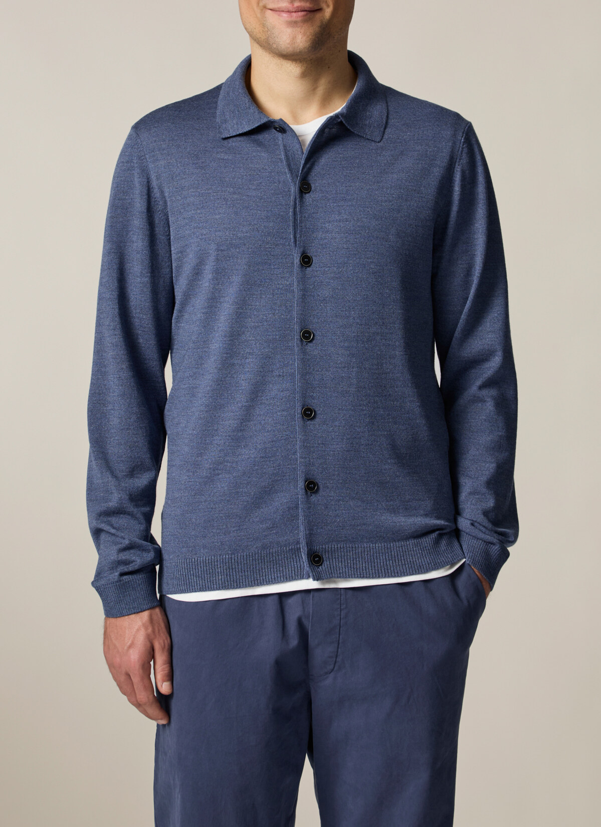 Strick Overshirt, Nimes Blue Frontansicht