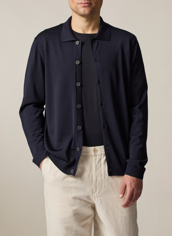 Strick Overshirt Navy Frontansicht