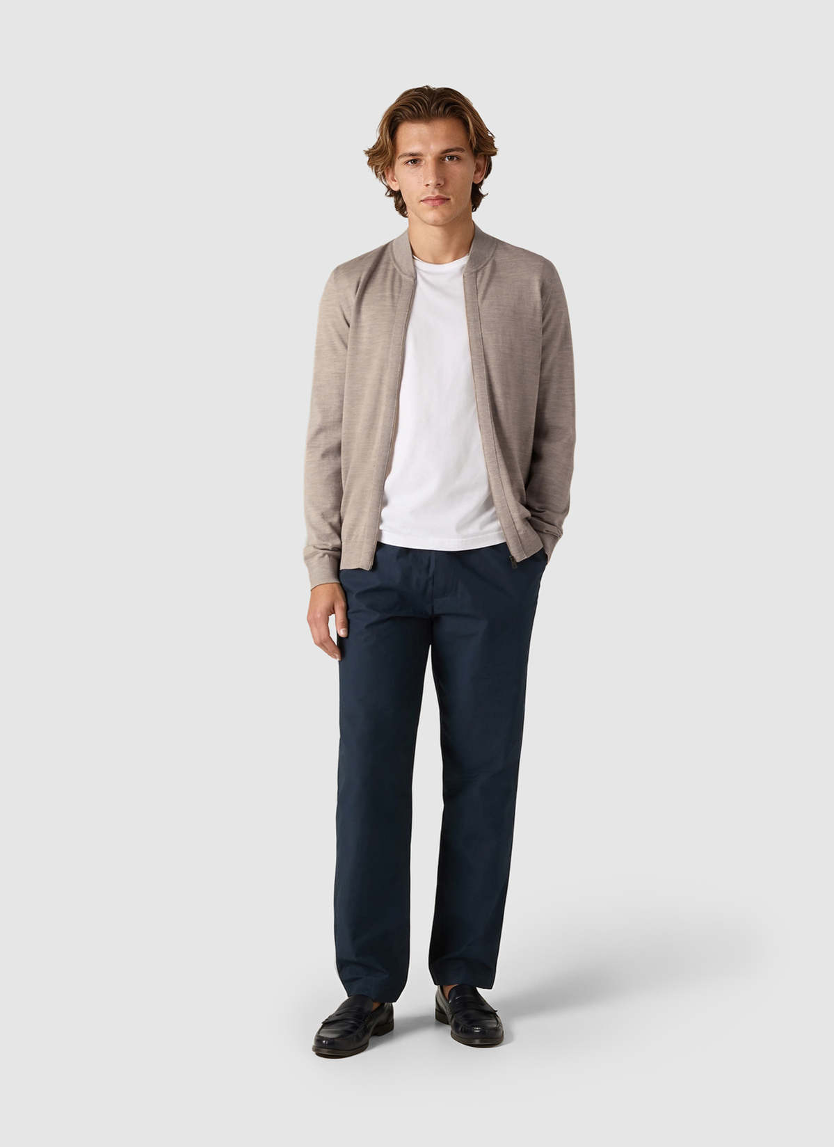 Strickjacke Zip 1/1 Arm, Iced Latte Detailansicht 2