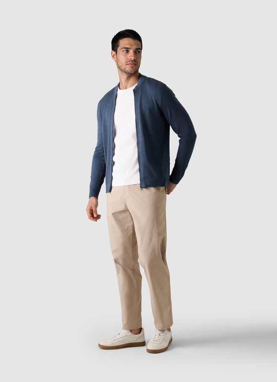 Strickjacke Zip 1/1 Arm Nimes Blue Frontansicht