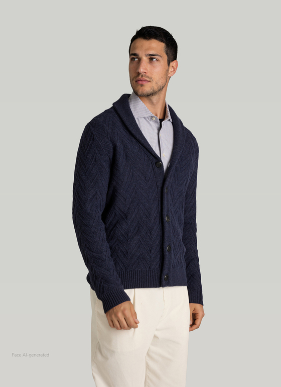 Strick Blazer Midnight Blue Frontansicht