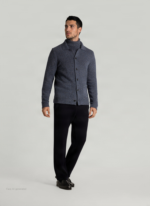 Strickjacke Knopf 1/1 Arm, Nimes Blue Detailansicht 2