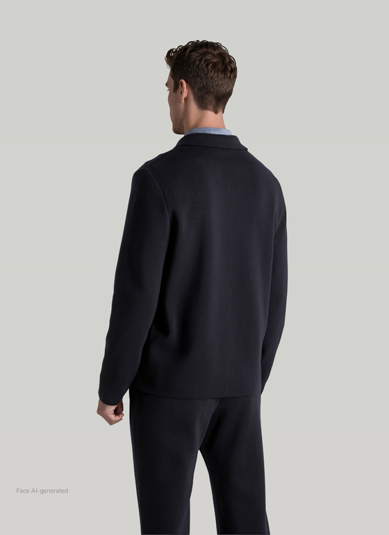 Strick Cardigan 1/1 Arm Navy Frontansicht