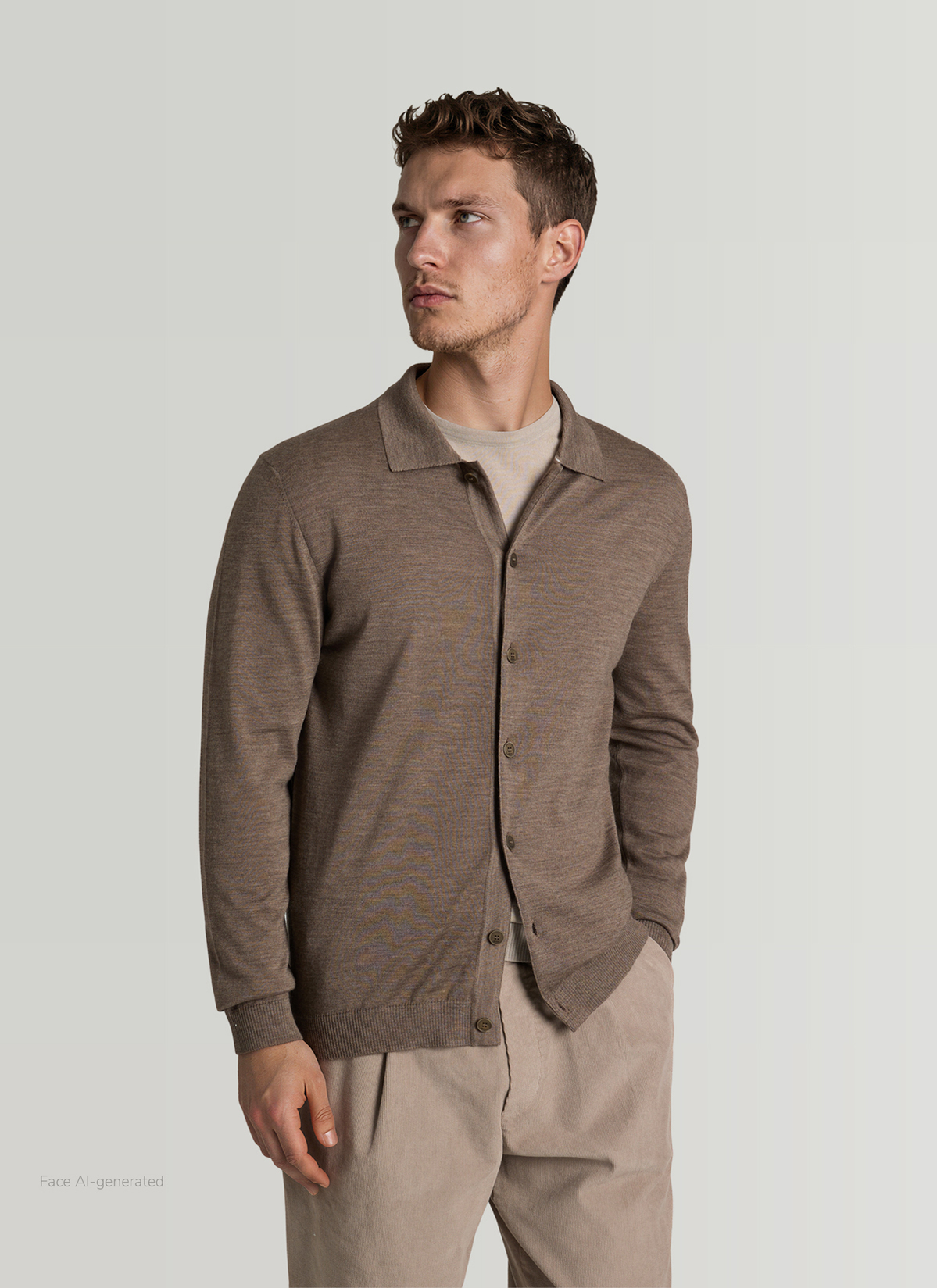 Strickjacke Knopf 1/1 Arm, Brownie Frontansicht