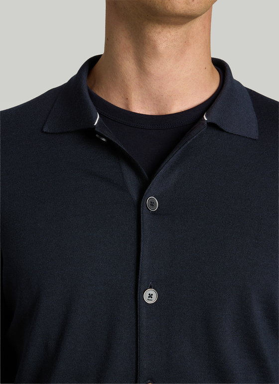 Strickjacke Knopf 1/1 Arm Navy Frontansicht