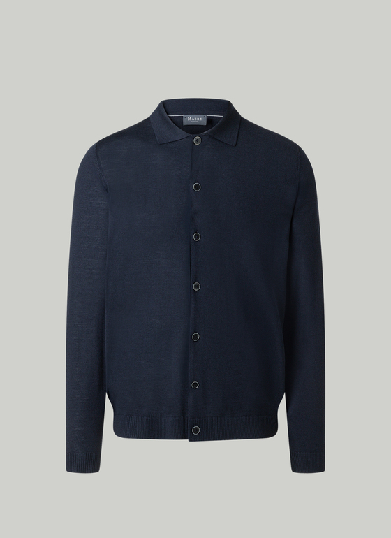 Strickjacke Knopf 1/1 Arm Navy Frontansicht