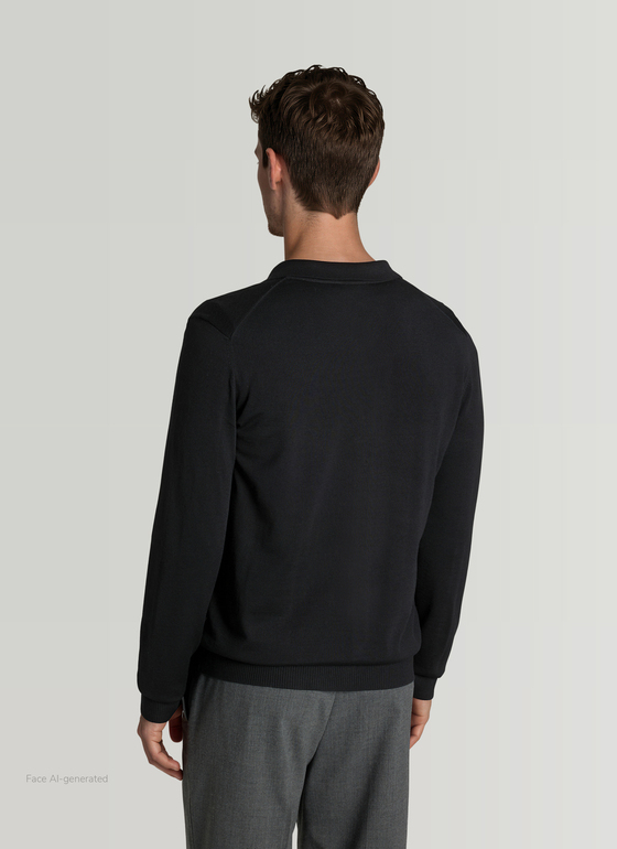 Strickjacke Knopf 1/1 Arm Black Frontansicht