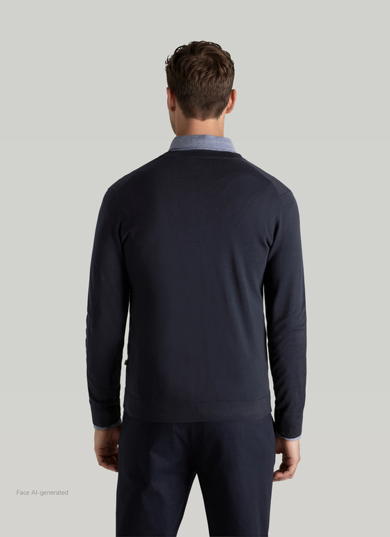 Strick Cardigan 1/1 Arm Navy Frontansicht