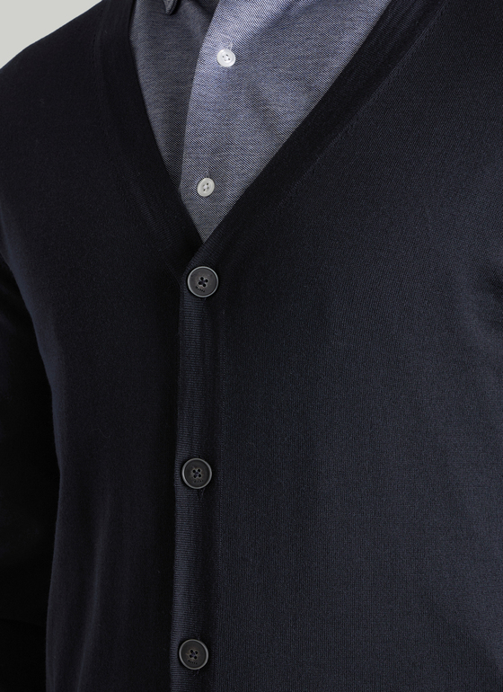 Strick Cardigan 1/1 Arm Navy Frontansicht