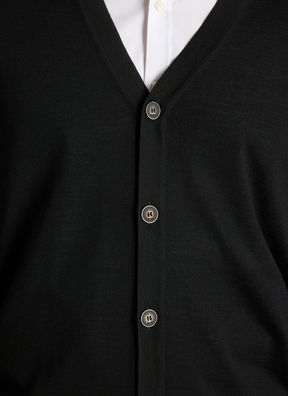 Strick Cardigan 1/1 Arm Black Frontansicht