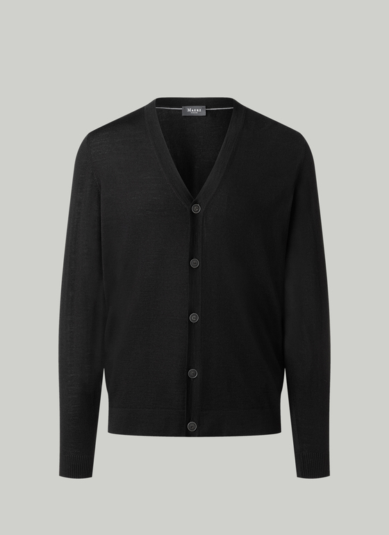Strick Cardigan 1/1 Arm Black Frontansicht