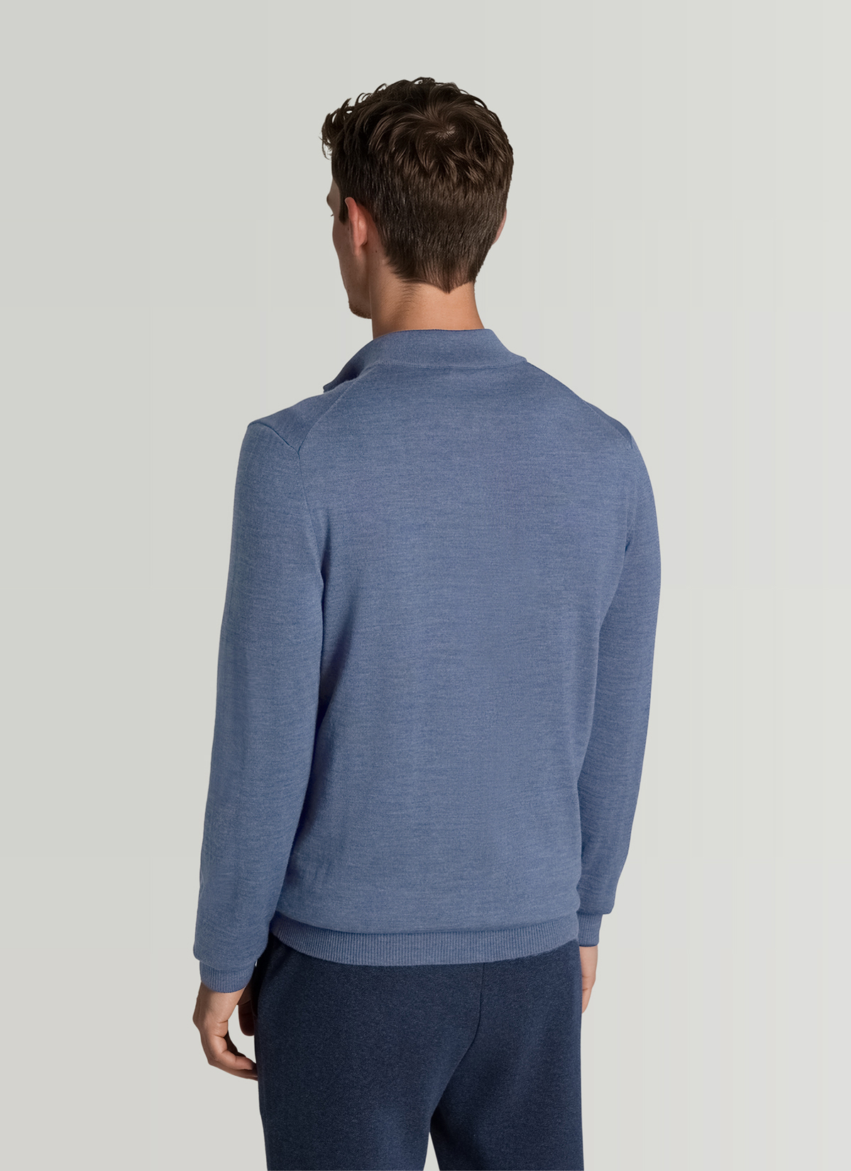 Strickjacke Zip 1/1 Arm, Nimes Blue Rückansicht