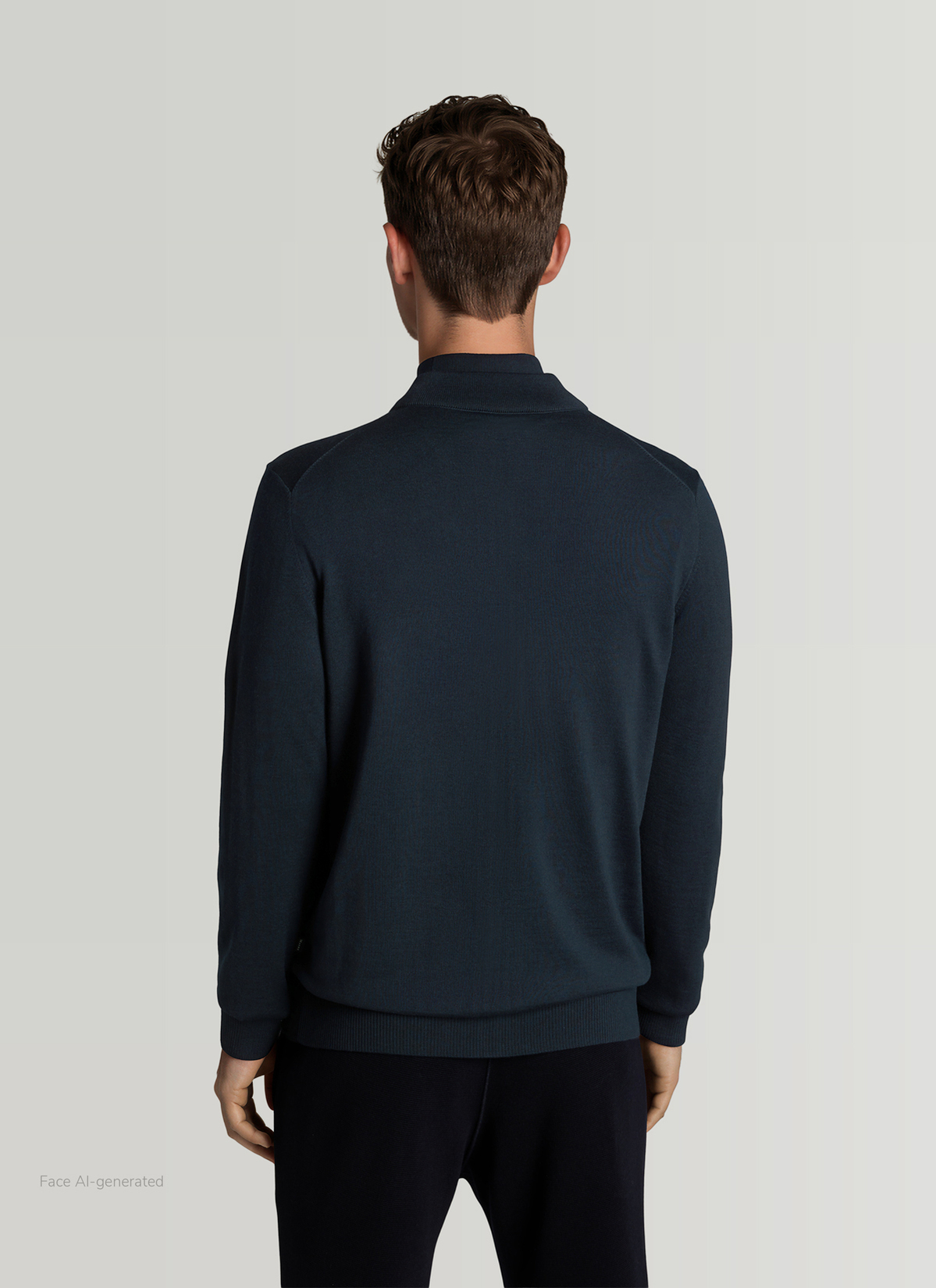 Strickjacke Zip 1/1 Arm, Navy Rückansicht
