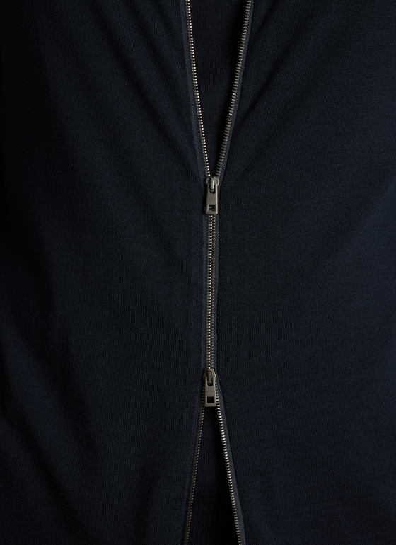 Strickjacke Zip 1/1 Arm Navy Frontansicht