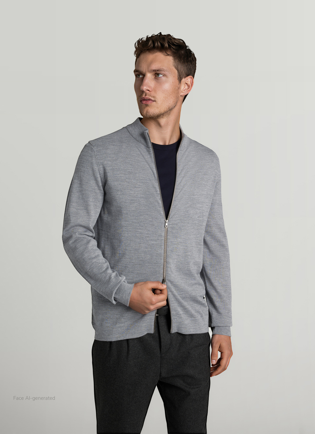 Strickjacke Zip 1/1 Arm, Shark Skin Detailansicht 2