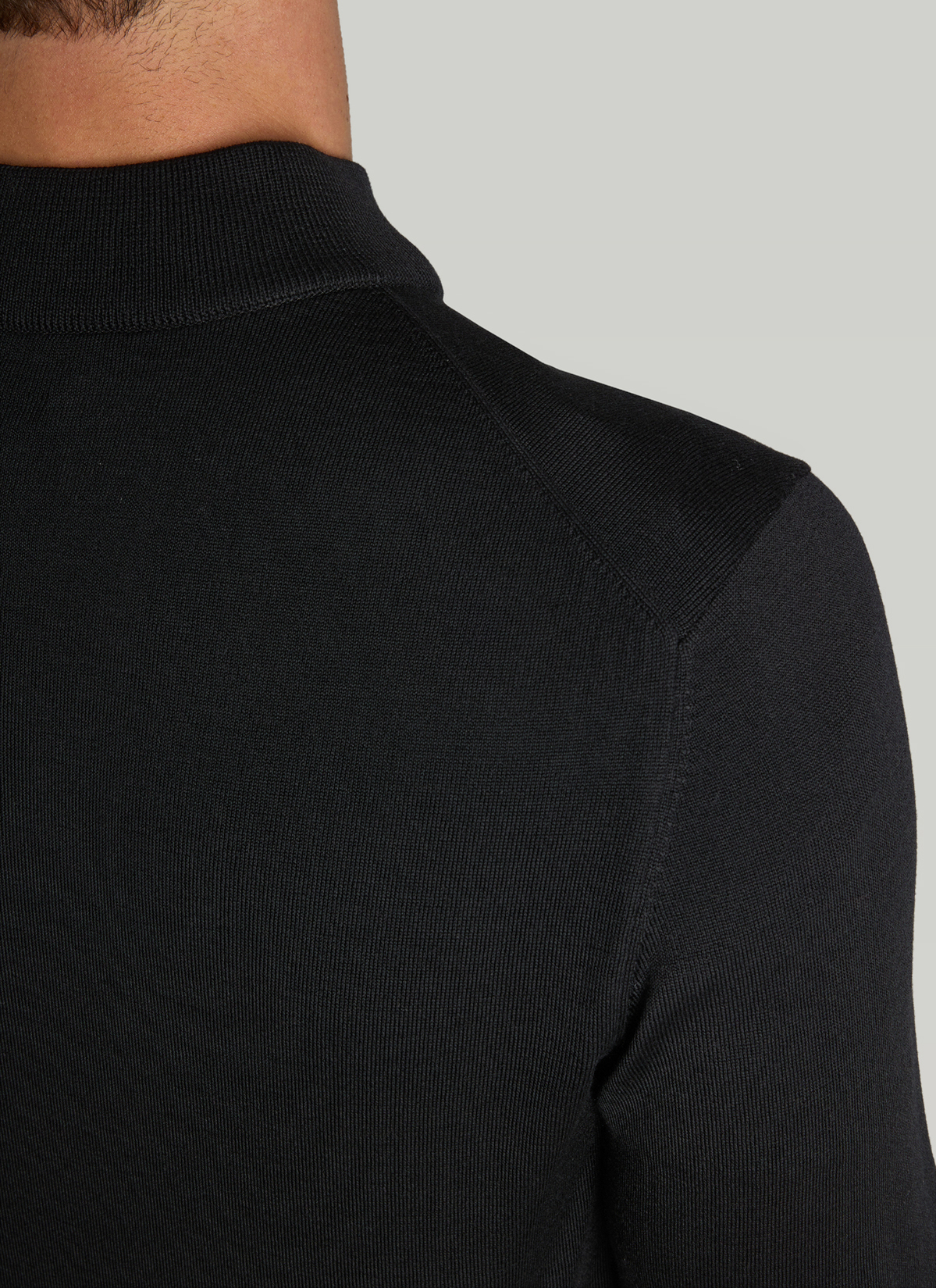 Strickjacke Zip 1/1 Arm, Black Detailansicht 1