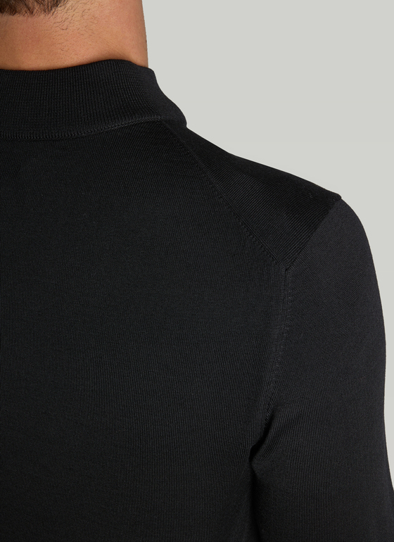 Strickjacke Zip 1/1 Arm Black Frontansicht