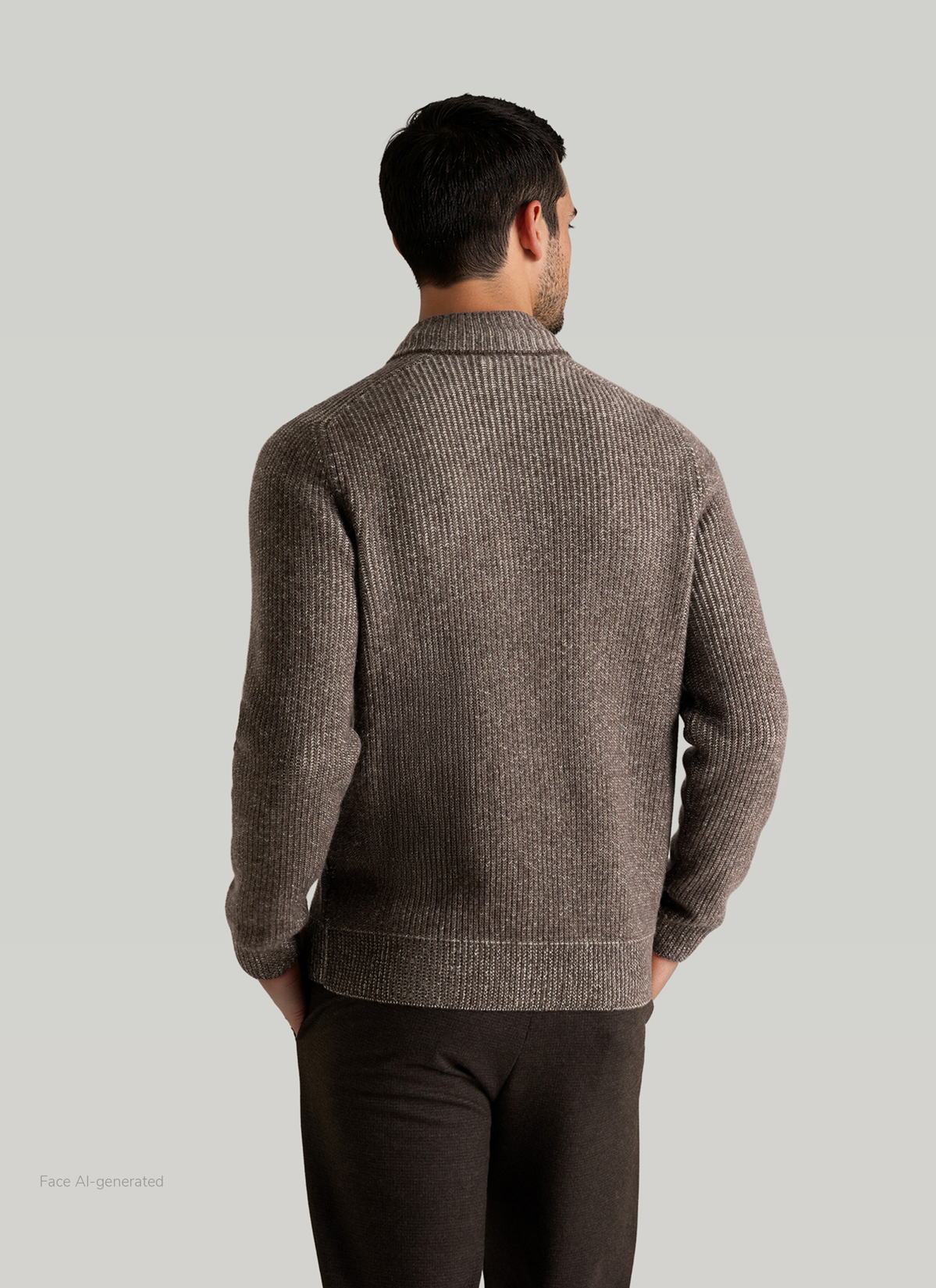 Strickjacke Zip 1/1 Arm, Brownie Rückansicht