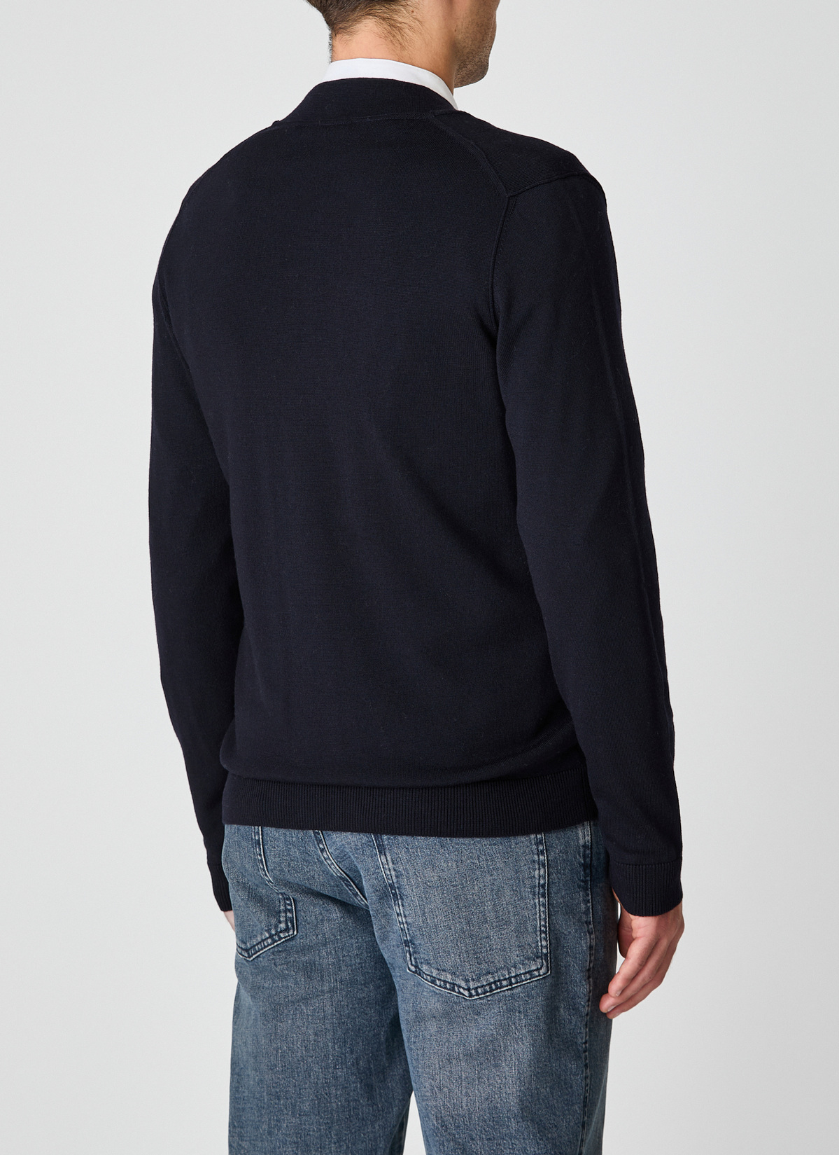 Strickjacke Zip 1/1 Arm, Navy Rückansicht