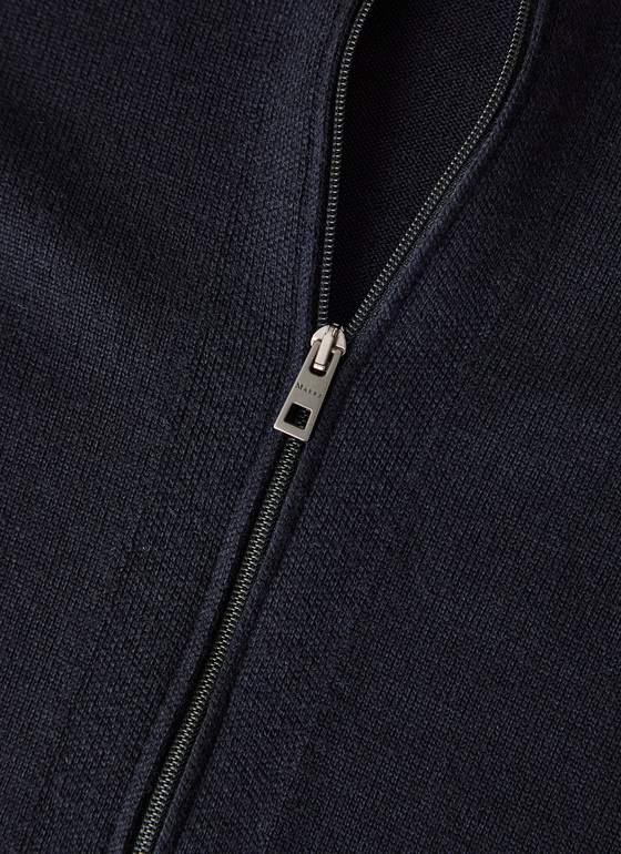 Strickjacke Zip 1/1 Arm Navy Frontansicht
