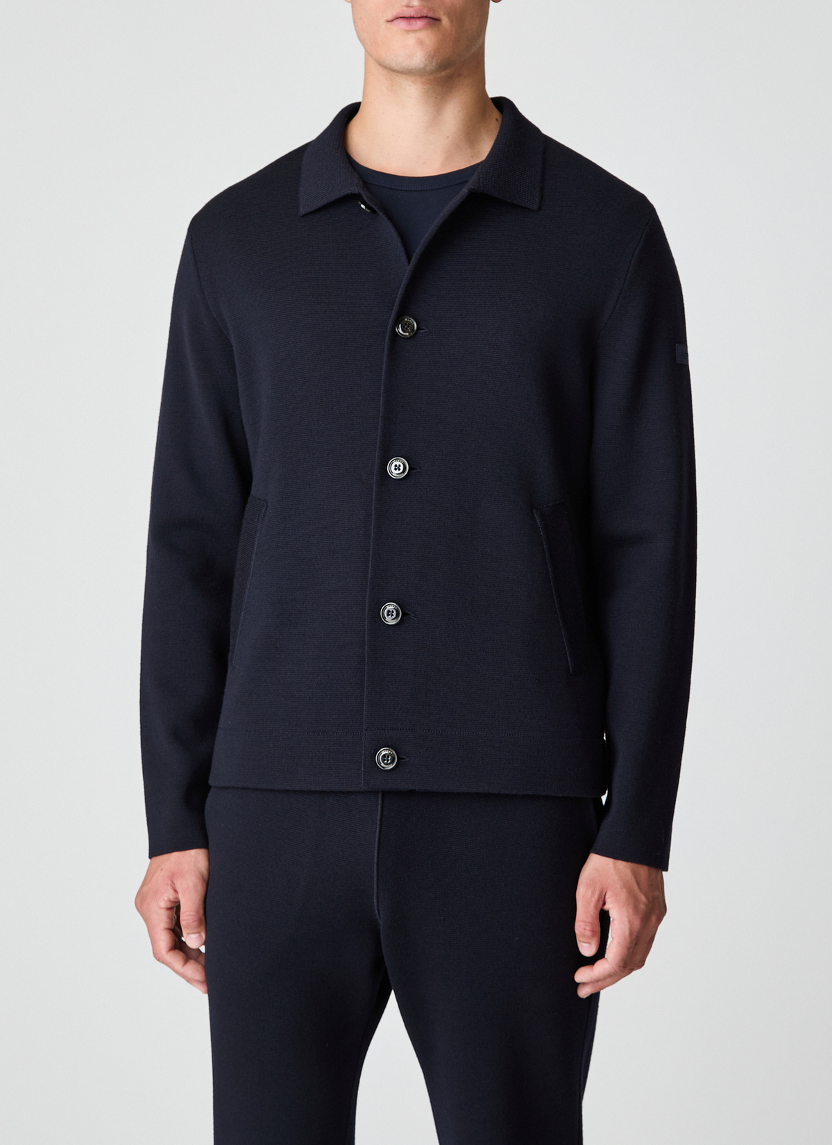 Strickjacke Knopf 1/1 Arm, Navy Rückansicht