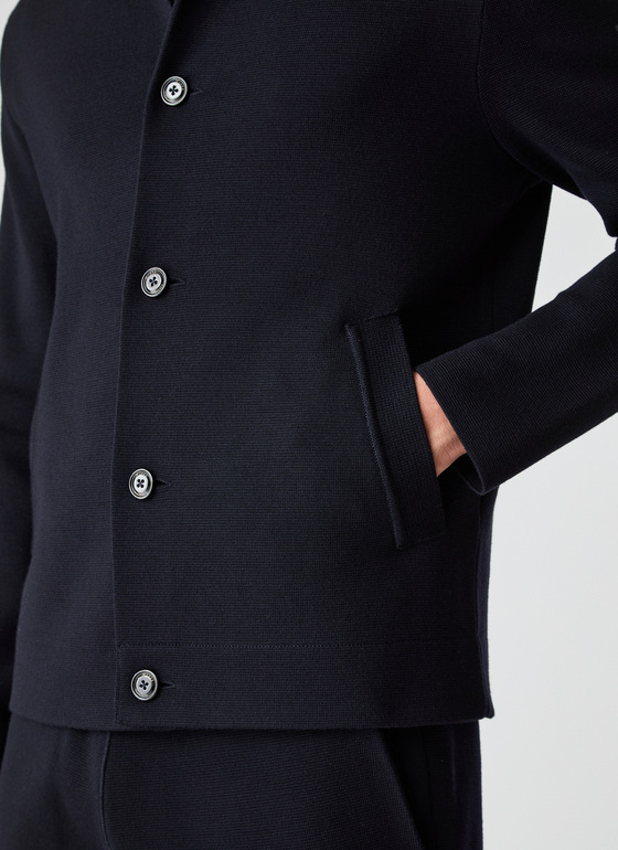 Strickjacke Knopf 1/1 Arm Navy Frontansicht